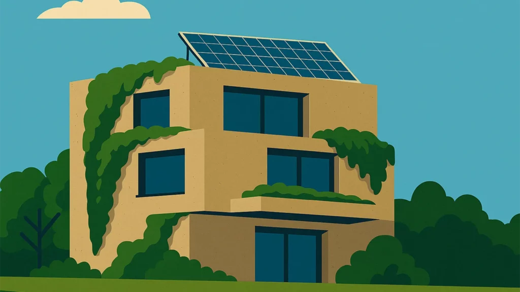 a building with a solar panel on top of it